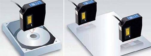 Отражательный тип позволяет измерять смещение или толщину зеркального объекта, такого как диск (HDD), стекло, металлическая поверхность и т.д.