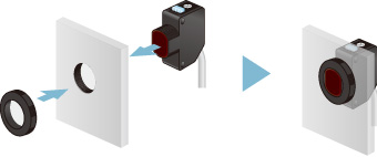 Монтаж с лицевой стороны в отверстие M18