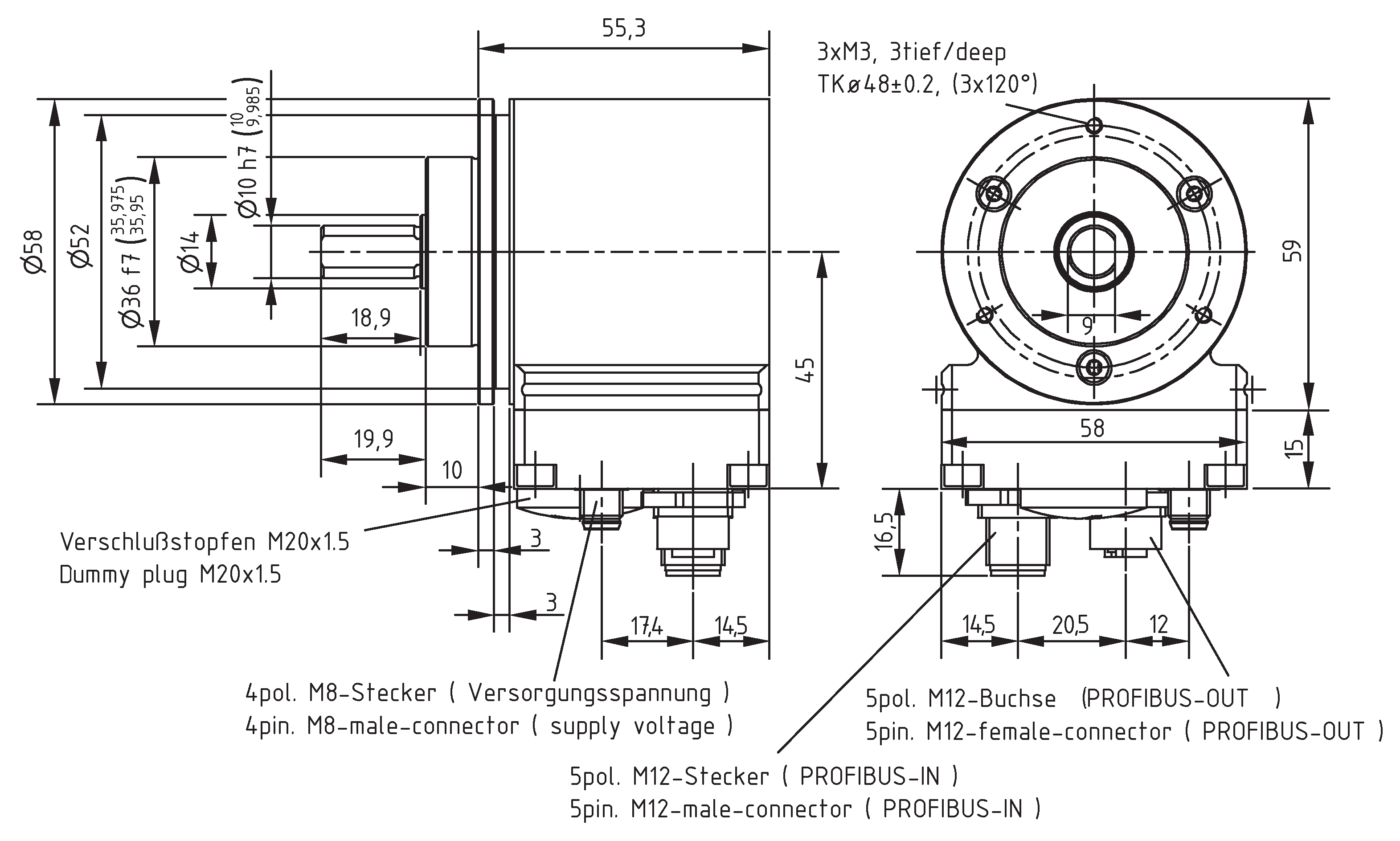 Absolute-Encoder CEV58 - PB, Plugs