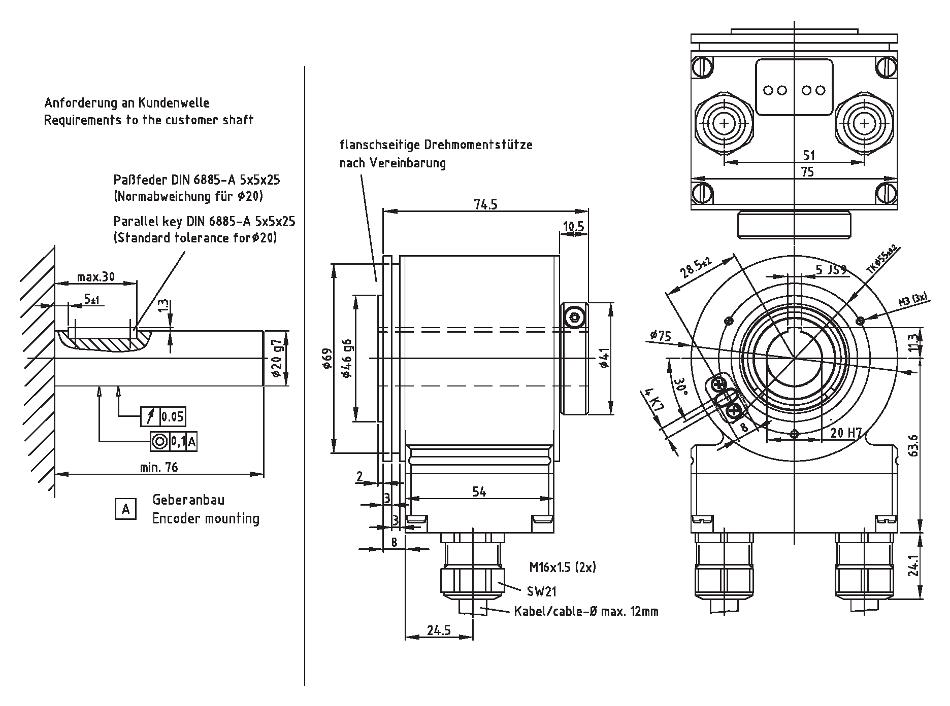 Absolute-Encoder CDH75M - SSI + FS