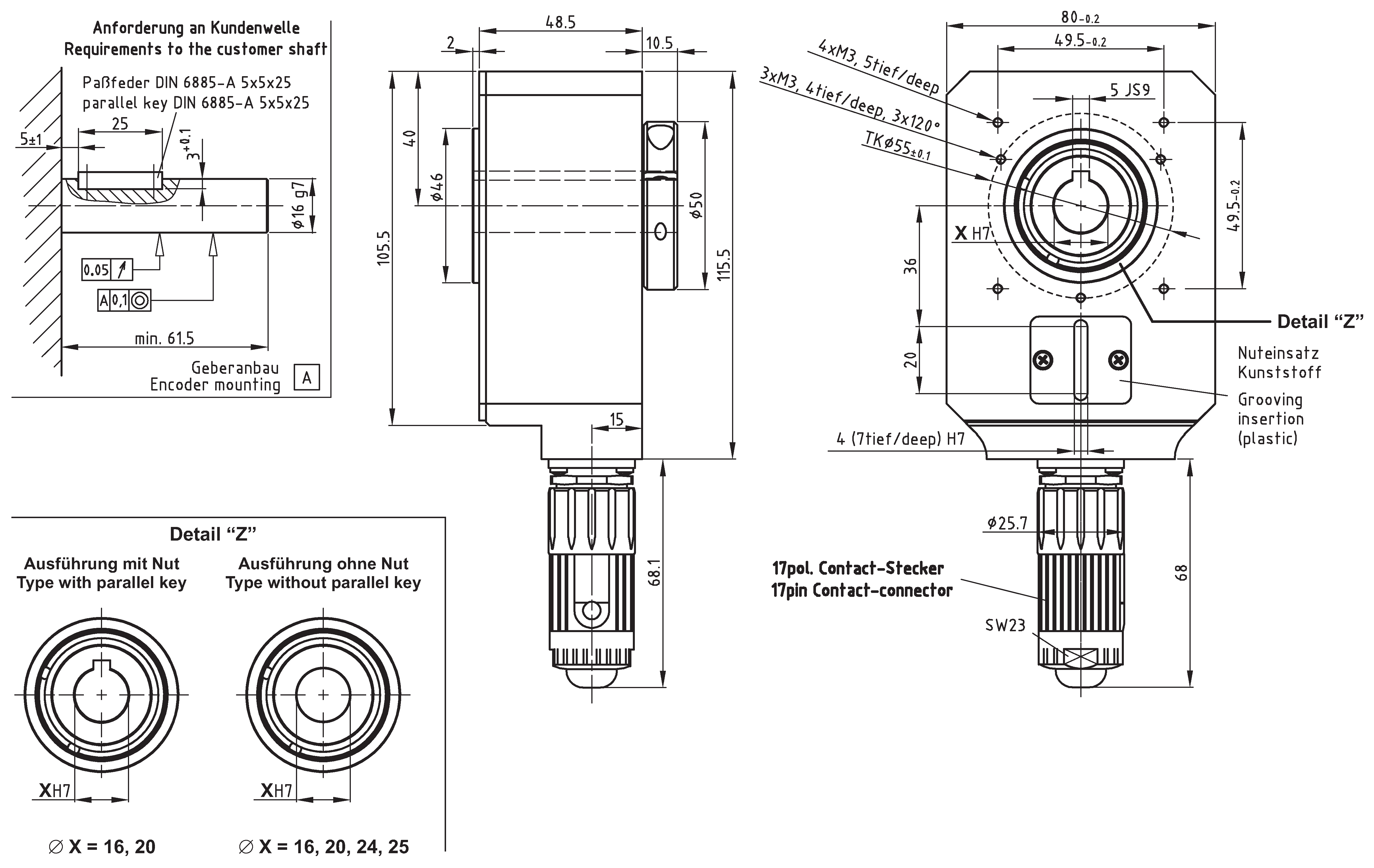 Absolute-Encoder QDH80M - SSI / INK