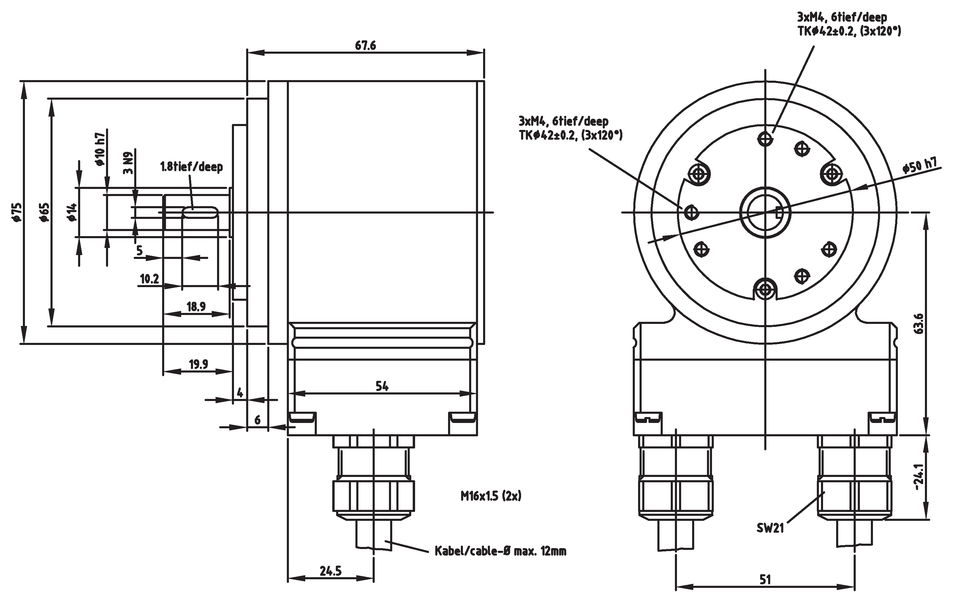 Absolute-Encoder CDV75M - SSI + FS